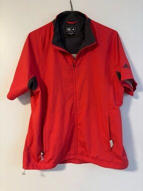 Adidas Golf Climaproof Red Short Sleeve Women’s Full Zip Windbreaker Jack